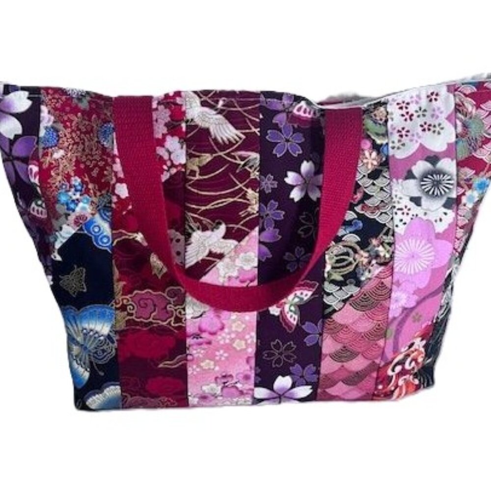 Handmade Jelly Roll Patchwork Tote Bag